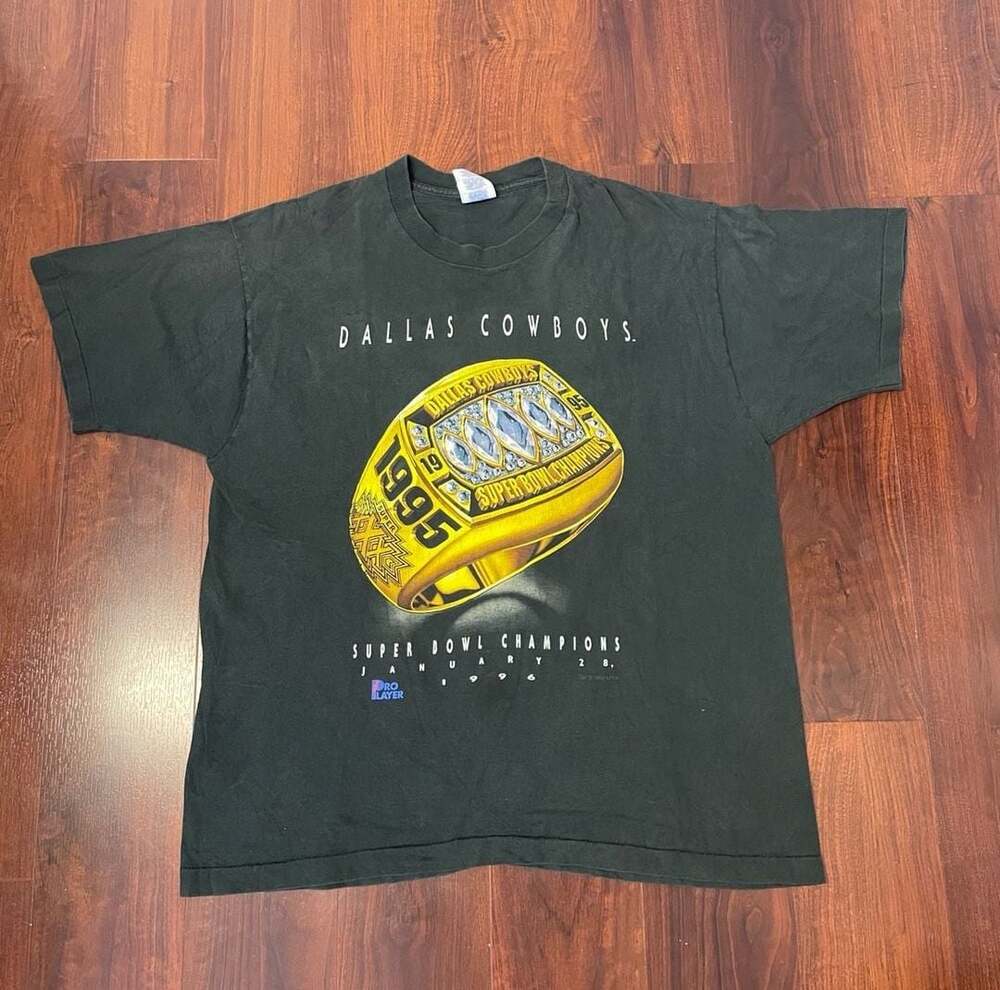 Vintage Pro Player Dallas Cowboys 1995 Super Bowl Champions Ring T-Shirt XL